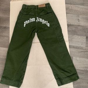 New Palm Angels Classic Overlogo Back Pants Green Kids Boys